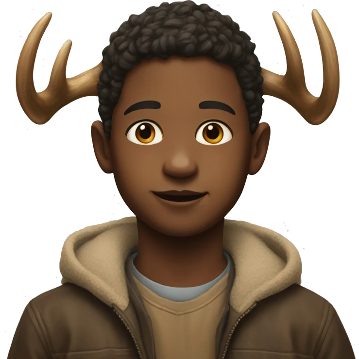 realistic portrait of a boy with antler emoji