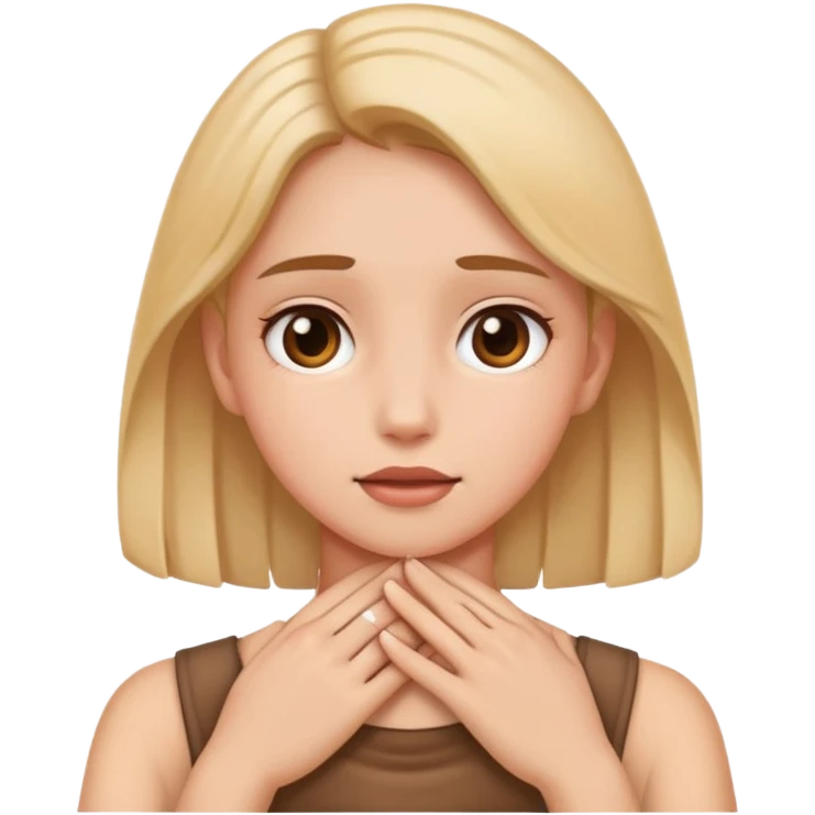 girl holding her hands on her neck emoji