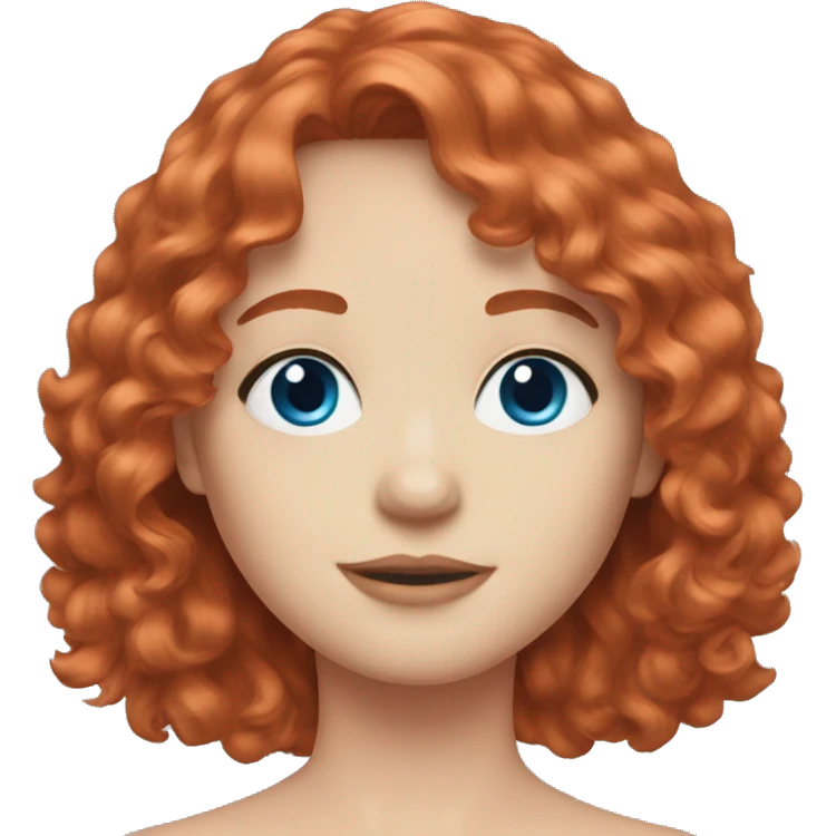 Red head curtain bangs hair blue eyes with blush  emoji