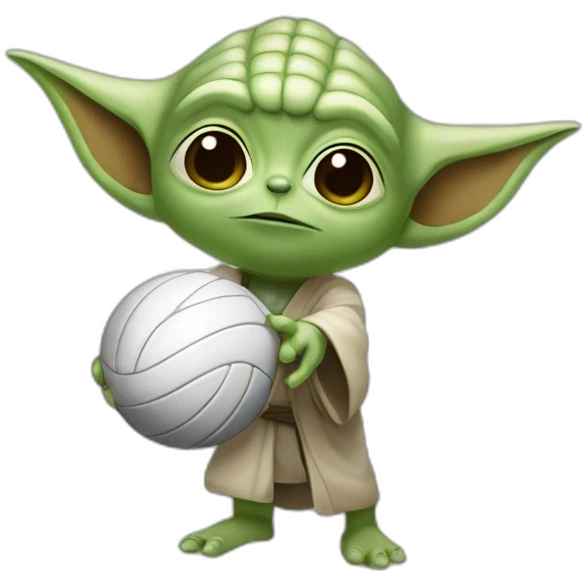 Yoda agarrando un balón de voley emoji