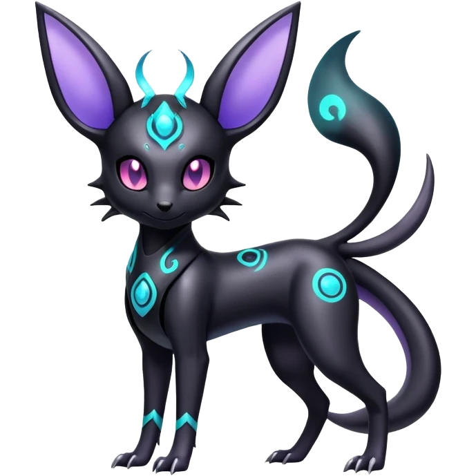 Shiny Ethereal Celestial Futuristic Modern Cyber-Salandit-Umbreon-Espeon-Hybrid (Full body) emoji