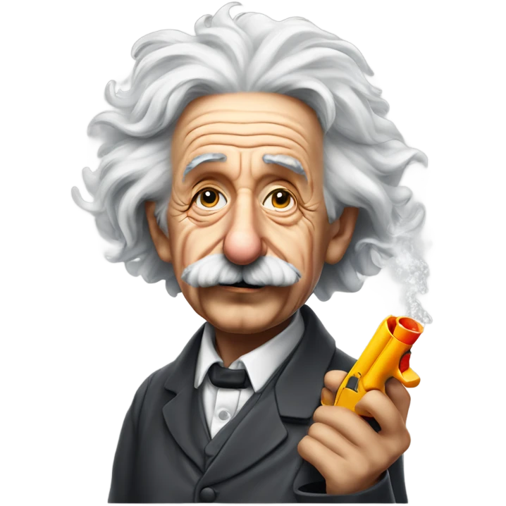 Albert Einstein smoking a water gun were you pull out of the front of it emoji