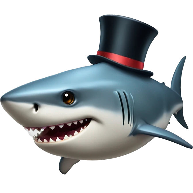 Shark with a top hat do emoji