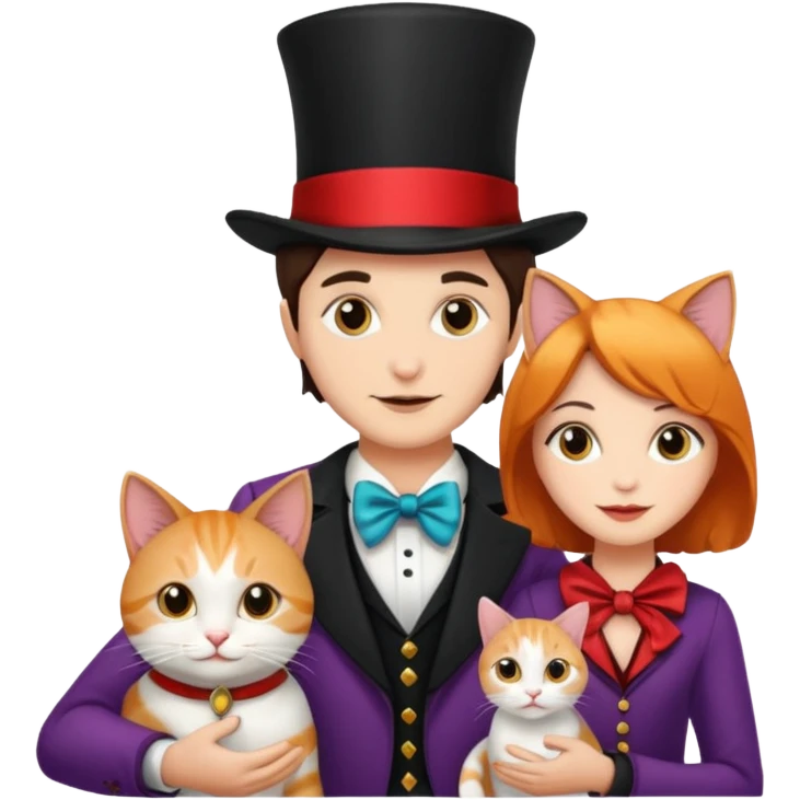 magician couple and their pet cat emoji