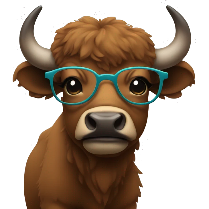 cute bison in glasses emoji