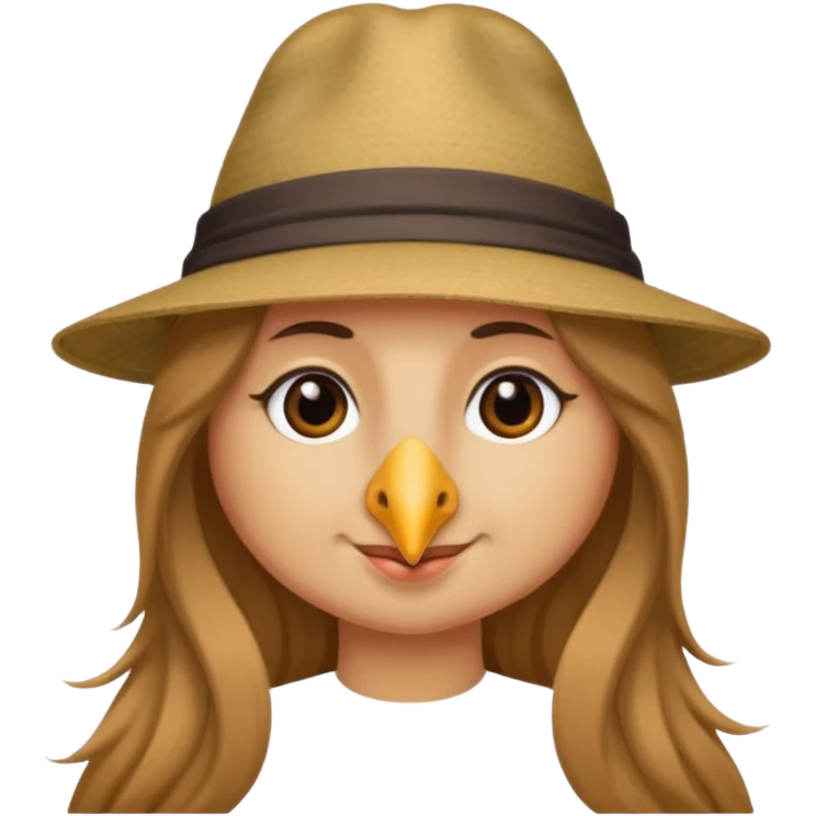 long haired female bird with hat emoji