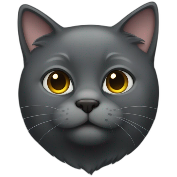 A dark grey cat, a big fat, old and cute. emoji