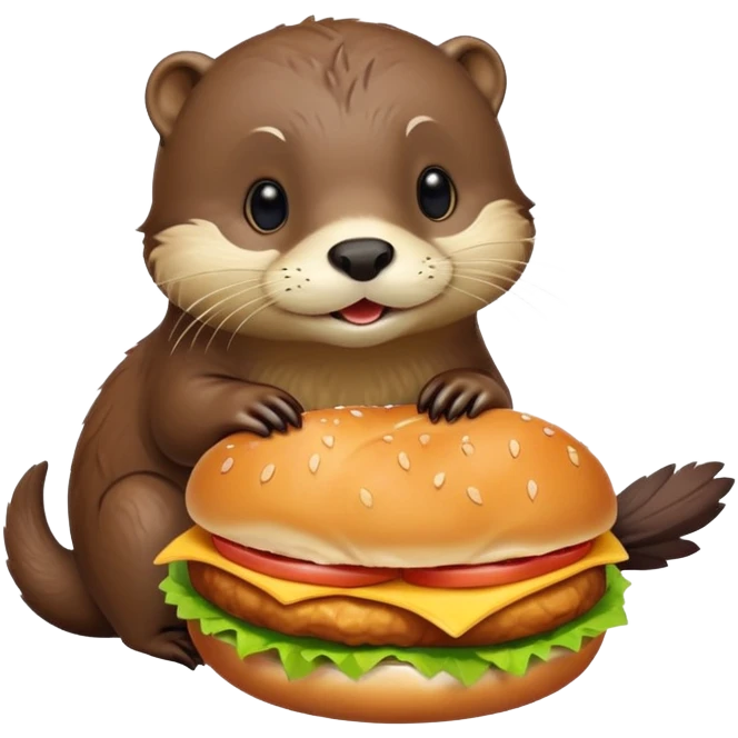 Otter eating chicken sandwich emoji