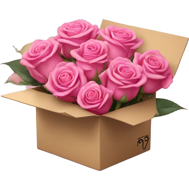 Pink roses in box with makeup  emoji
