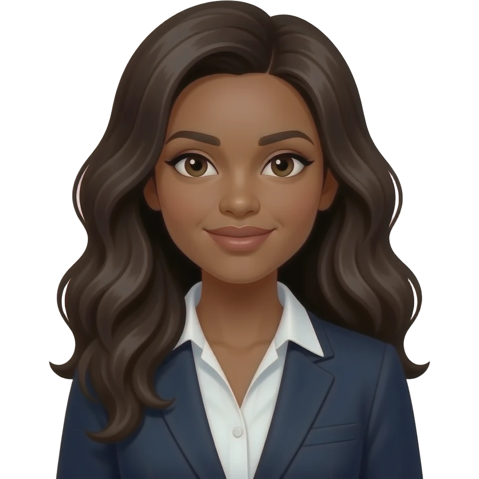 black business woman long wavy hair emoji
