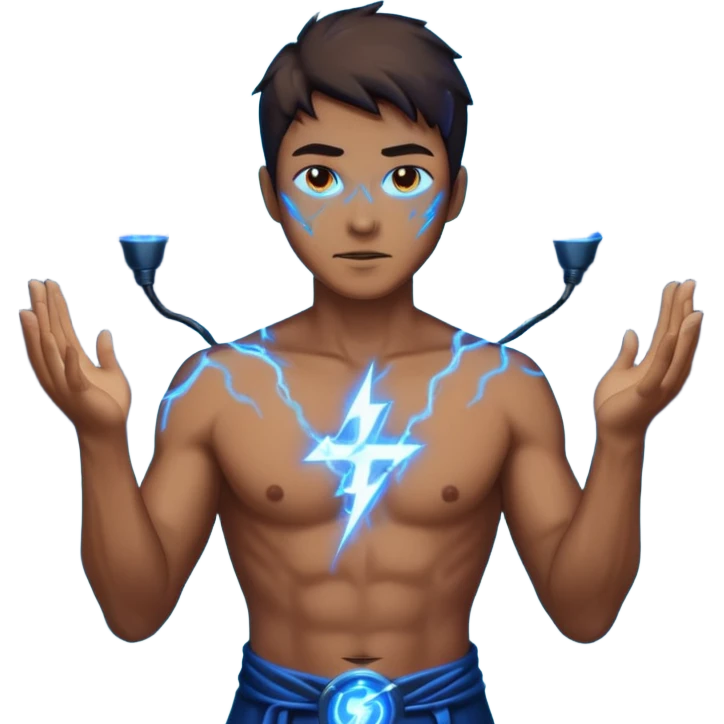 man summoning electric emoji