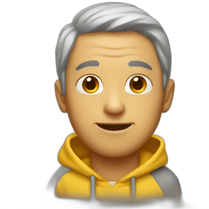 A mature boy wearing yellow hoodie emoji