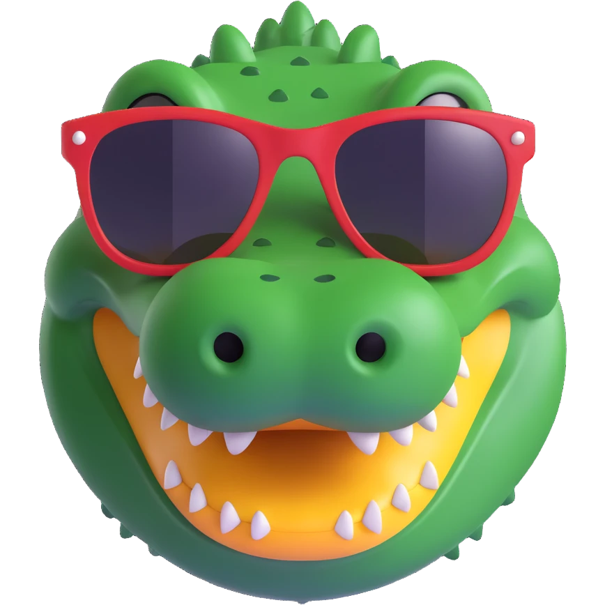 crocodile face, with sunglasses emoji