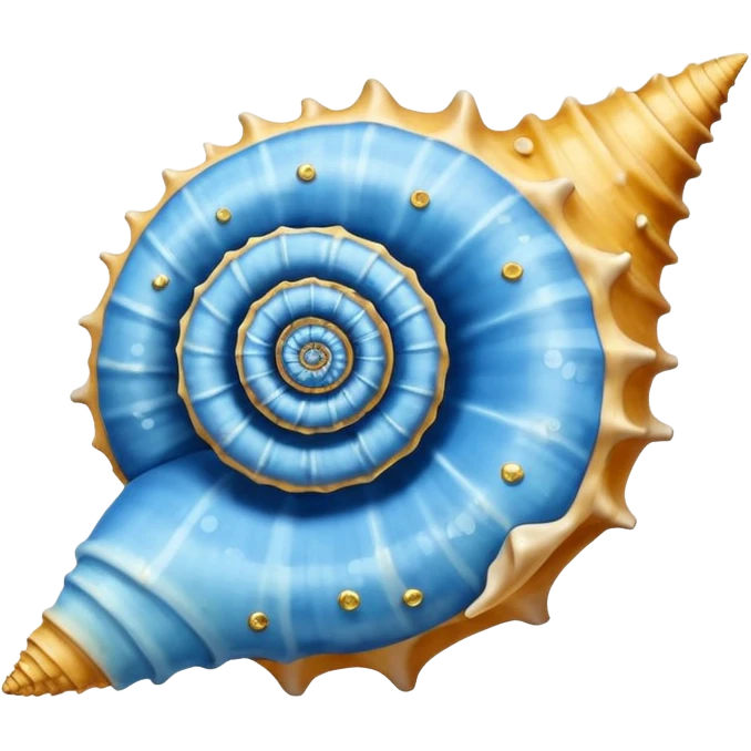 Light blue and navy blue with gold specks conch shell emoji
