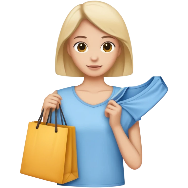 person shopping for clothes, holding a shirt or dress, representing clothes shopping emoji
