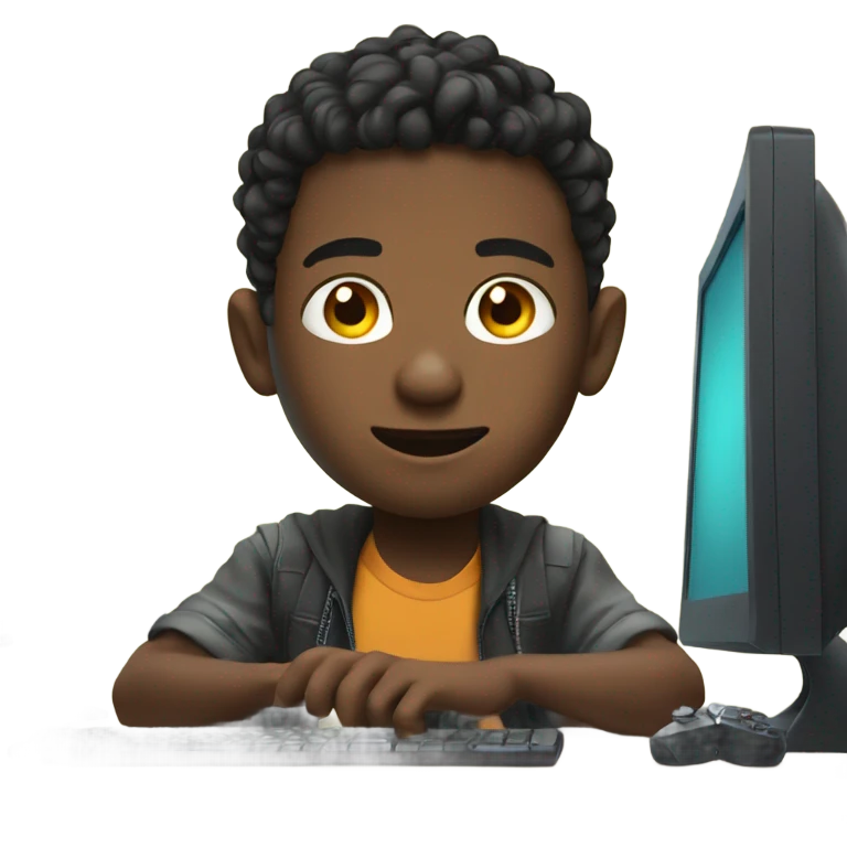 boy playing gaming pc emoji