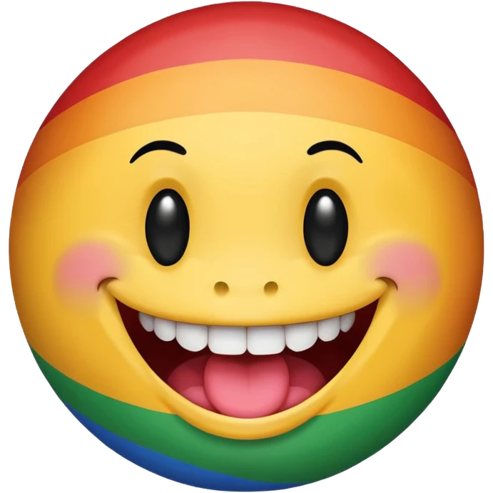 Smiley face biting lip with progress pride flag skin emoji