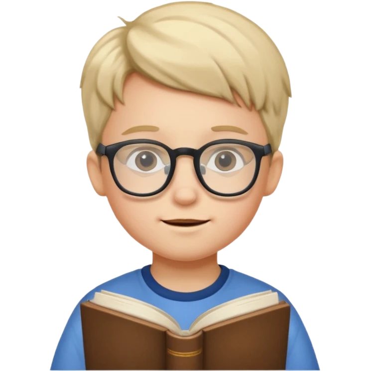 glasses kid with book emoji