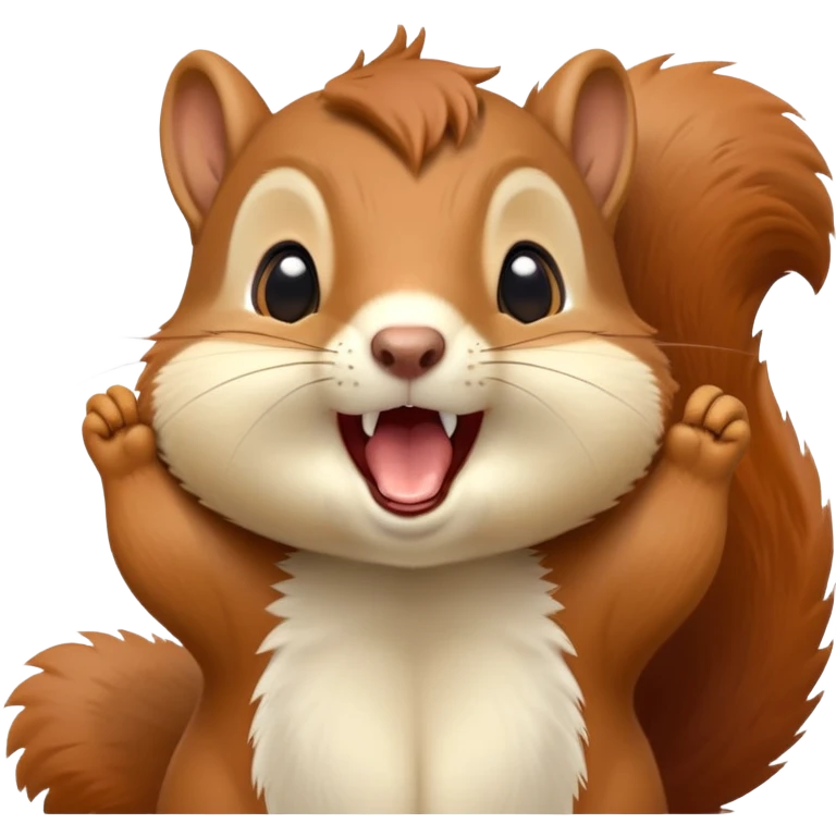 cinematic-cute-yawning squirrel-portrait-emoji,-head-tilted-playfully-and-inquisitively,-featuring-a-fluffy,-vibrant-auburn-fur-with-a-delicate-cream-belly-and-a-bushy-tail,wide-open yawn, revealing a soft grey  -round,-sparkling-eyes-filled-with-curious-mischief, emoji