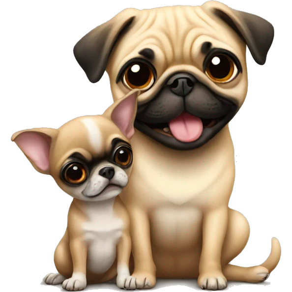 pug playing with chihuahua emoji