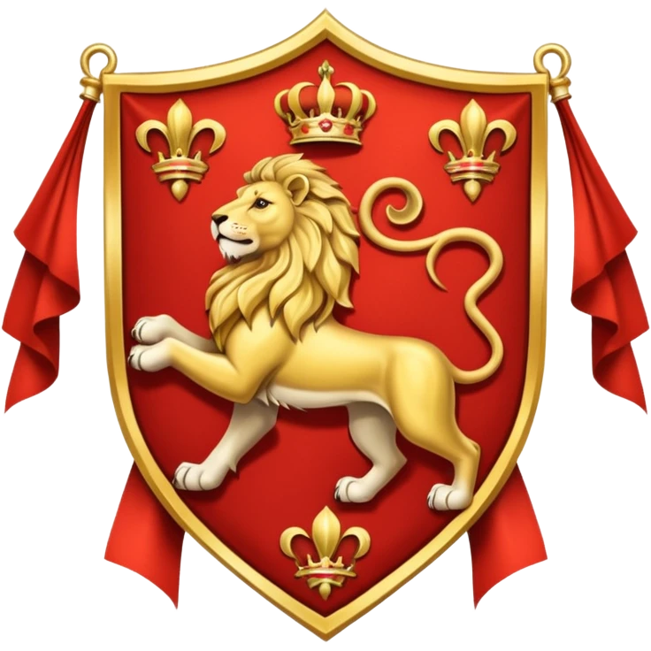 Majestic 4 leg Lion Medieval Banner heraldry flag emoji