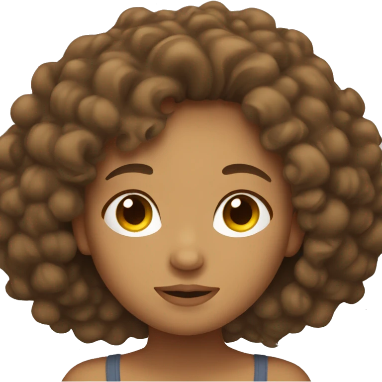 Tan girl with brown curly hair sleeping emoji