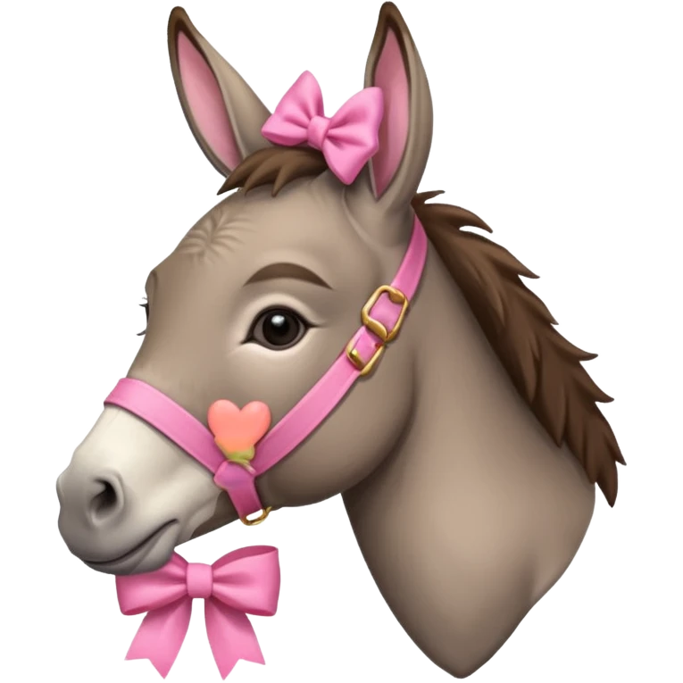 una burra con moño rosa y dando un  emoji