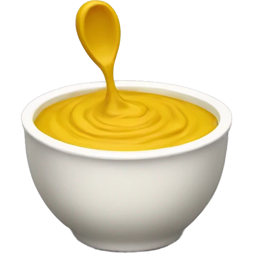 mustard in a white little bowl without eys emoji