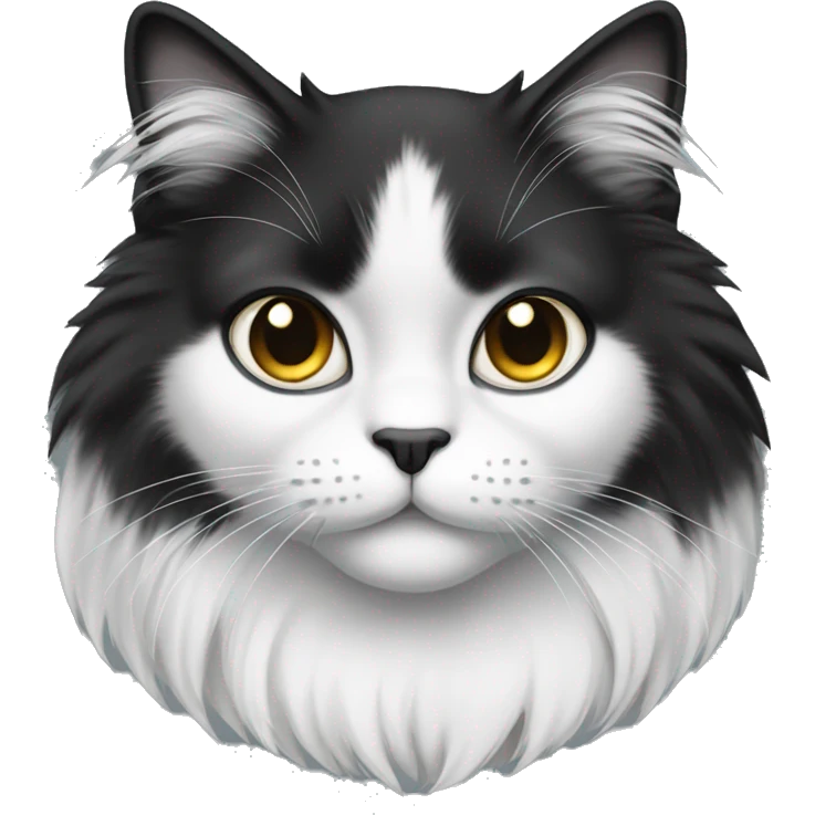 half black and half white long hair cat emoji