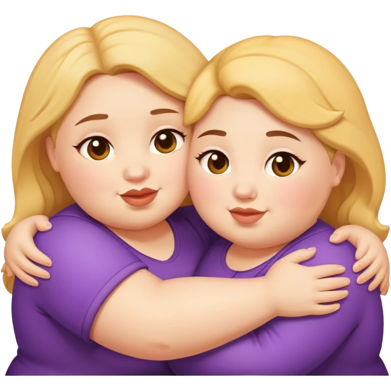 Two chubby gals Hugging emoji