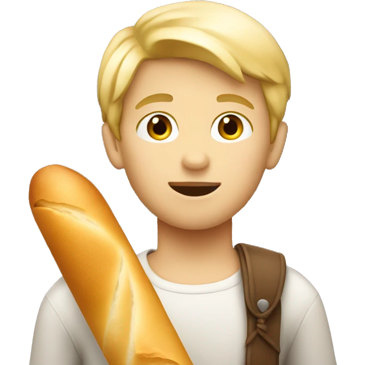 Blonde french boy with a baguette  emoji