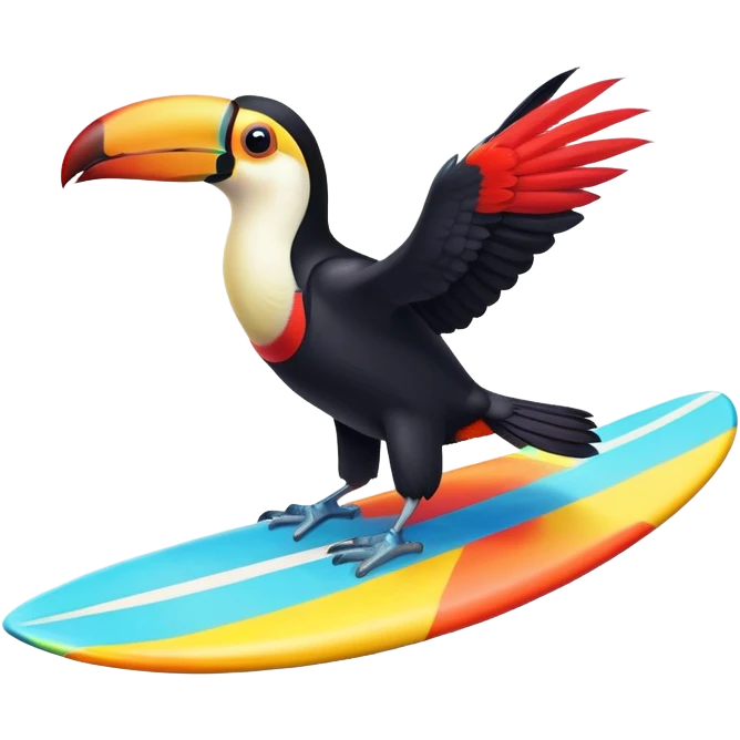 Toucan surfing emoji