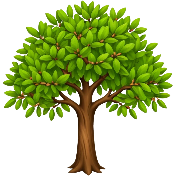 big almond tree with almost green leaves emoji