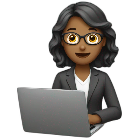 Teacher works with the laptop emoji