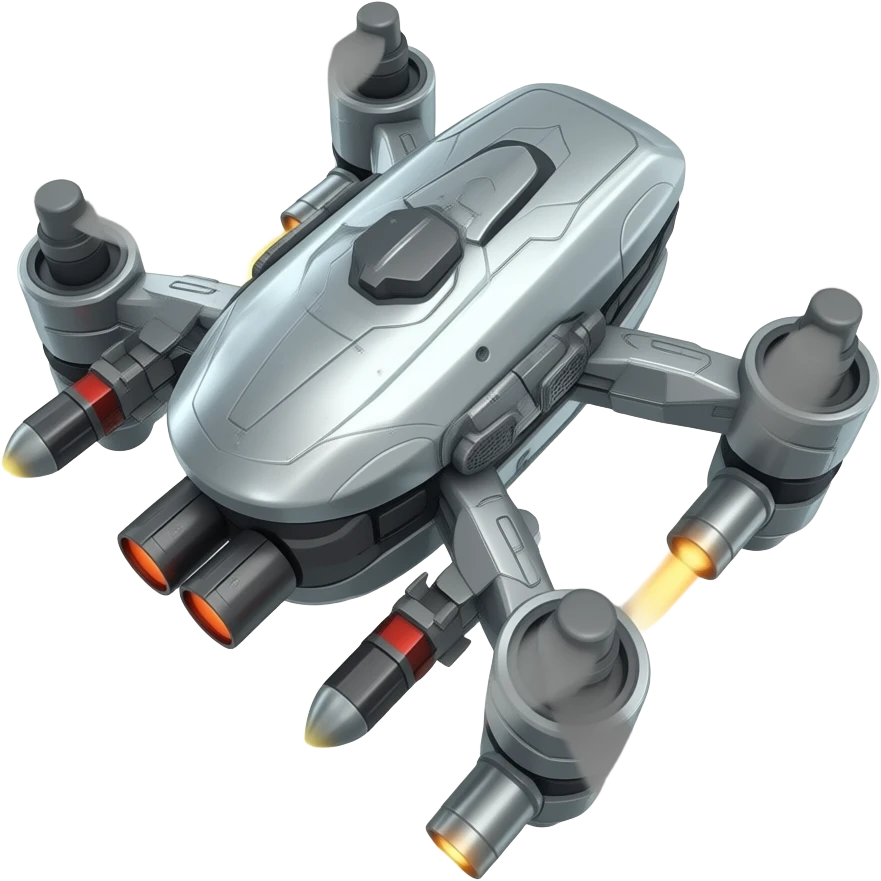 Sleak scifi hover drone with weapons emoji