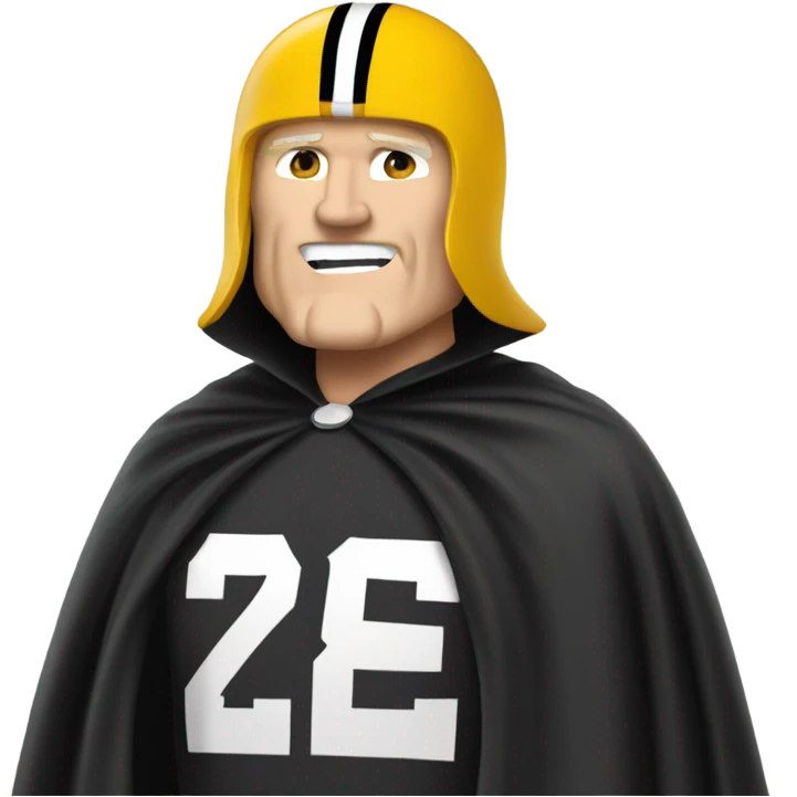 Terry Bradshaw Pittsburgh Steelers player in helmet and uniform with black cape. emoji