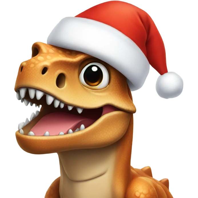 Dinosaur wearing santa hat emoji