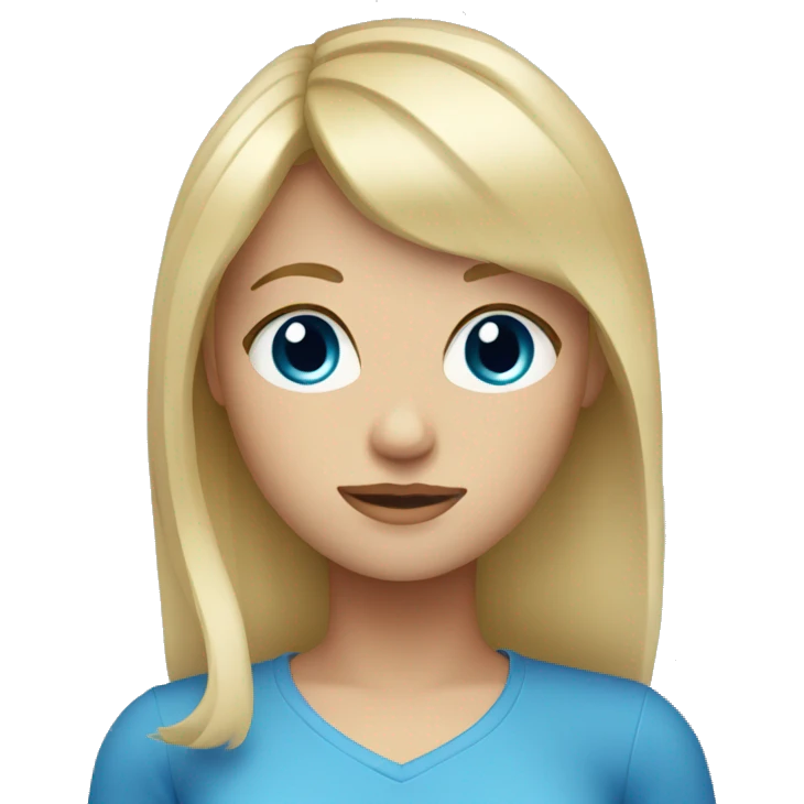 Blonde hair with bangs blue eyes girl  emoji