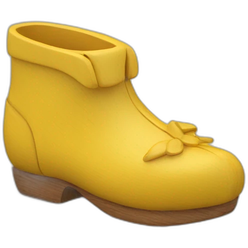 wooden shoes 3d character yellow emoji