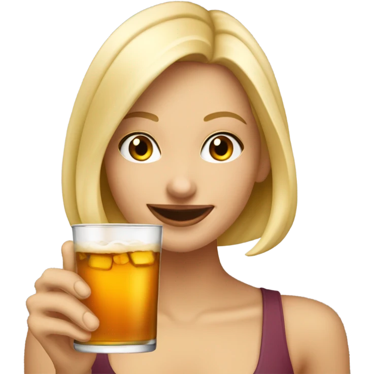 Blonde girl drinking amaretto sour emoji
