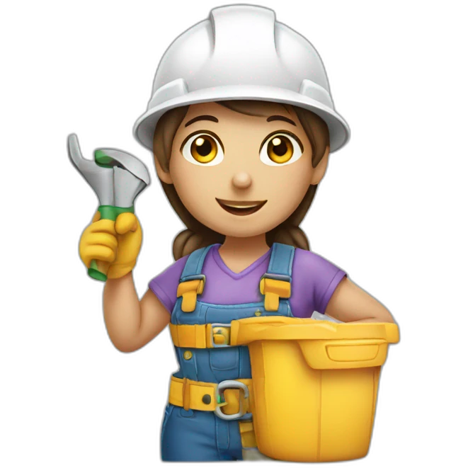 expert standing handyman girl emoji