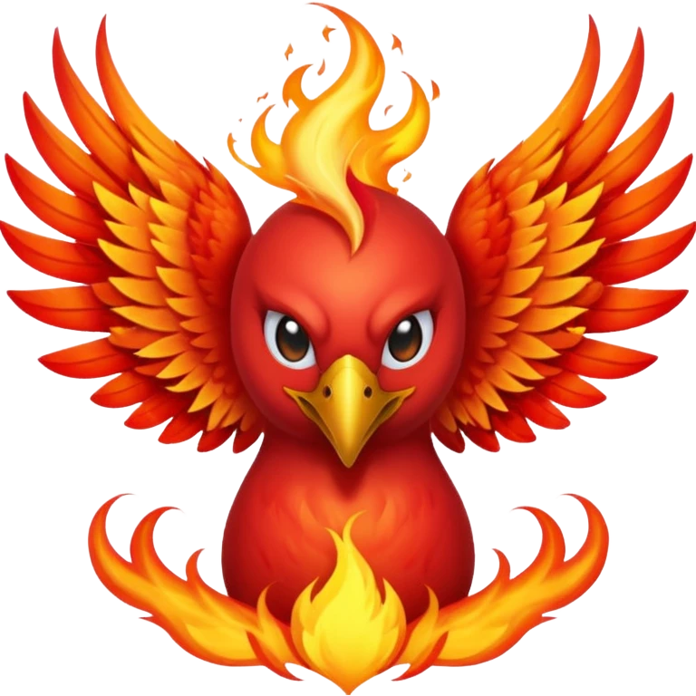Phoenix force from marvel in a shape of flame bird face to screen with spread wings emoji