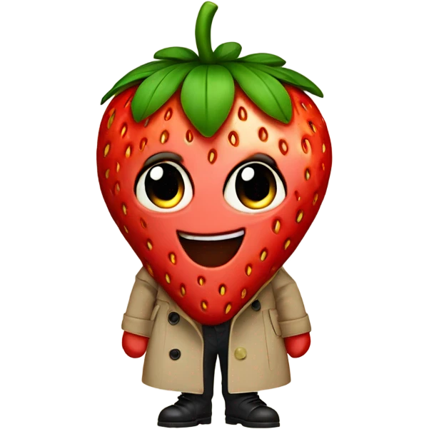 Strawberry wearing trench coat emoji