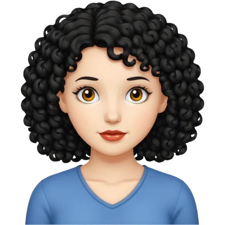 mujer blanca con cabello rizado negro emoji