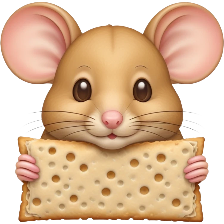 Mouse covering its face with matzo emoji