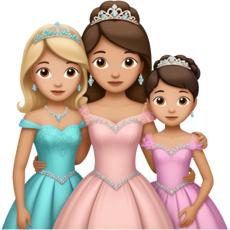 Madre y Madrina con Quinceñera niña emoji