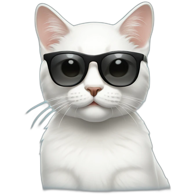 White Mountain cat with black sunglasses winking emoji
