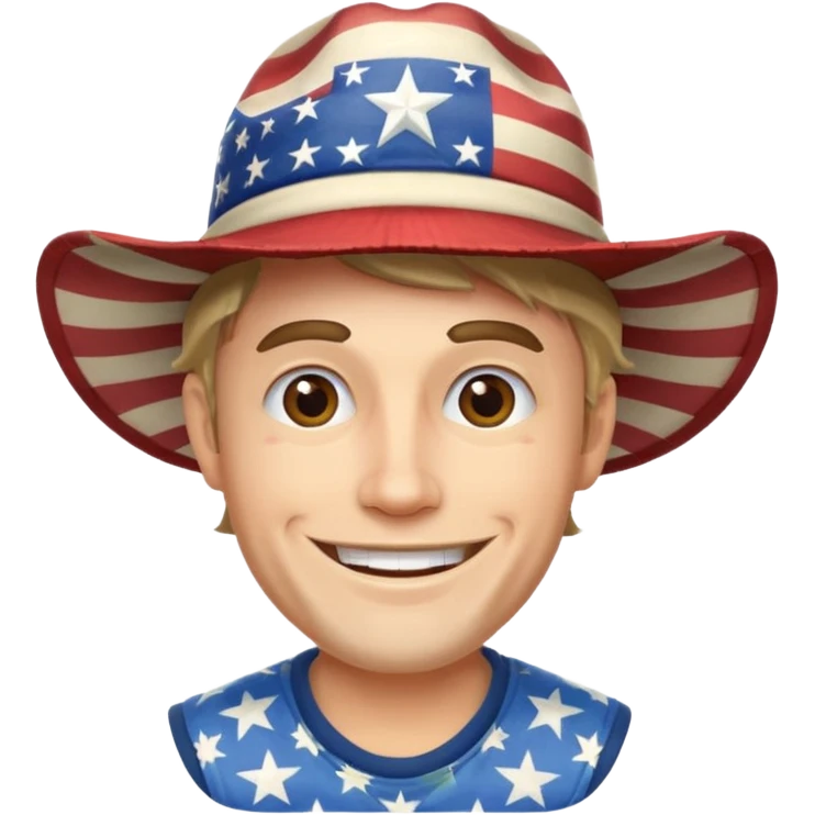 smiling redneck guy with american hat emoji