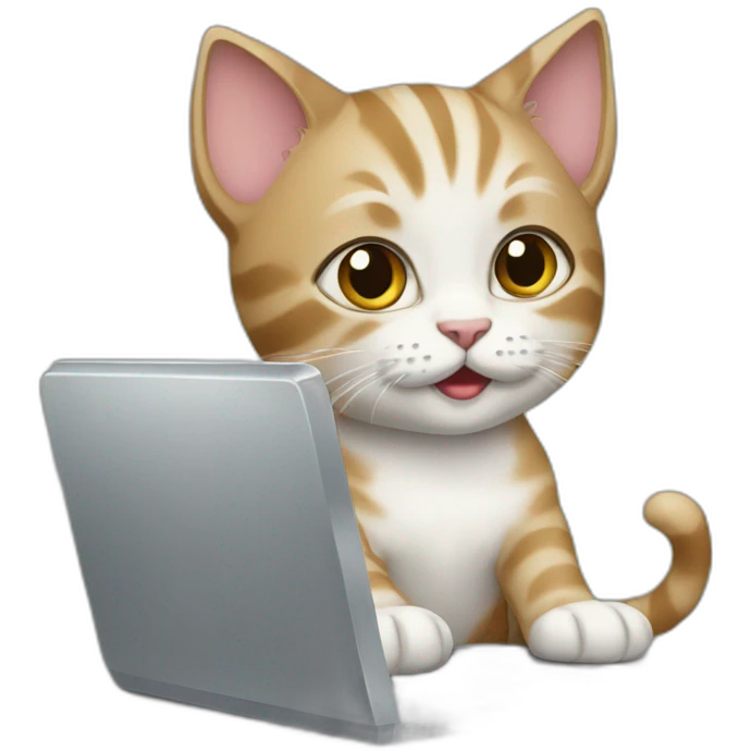 kitten with a laptop emoji