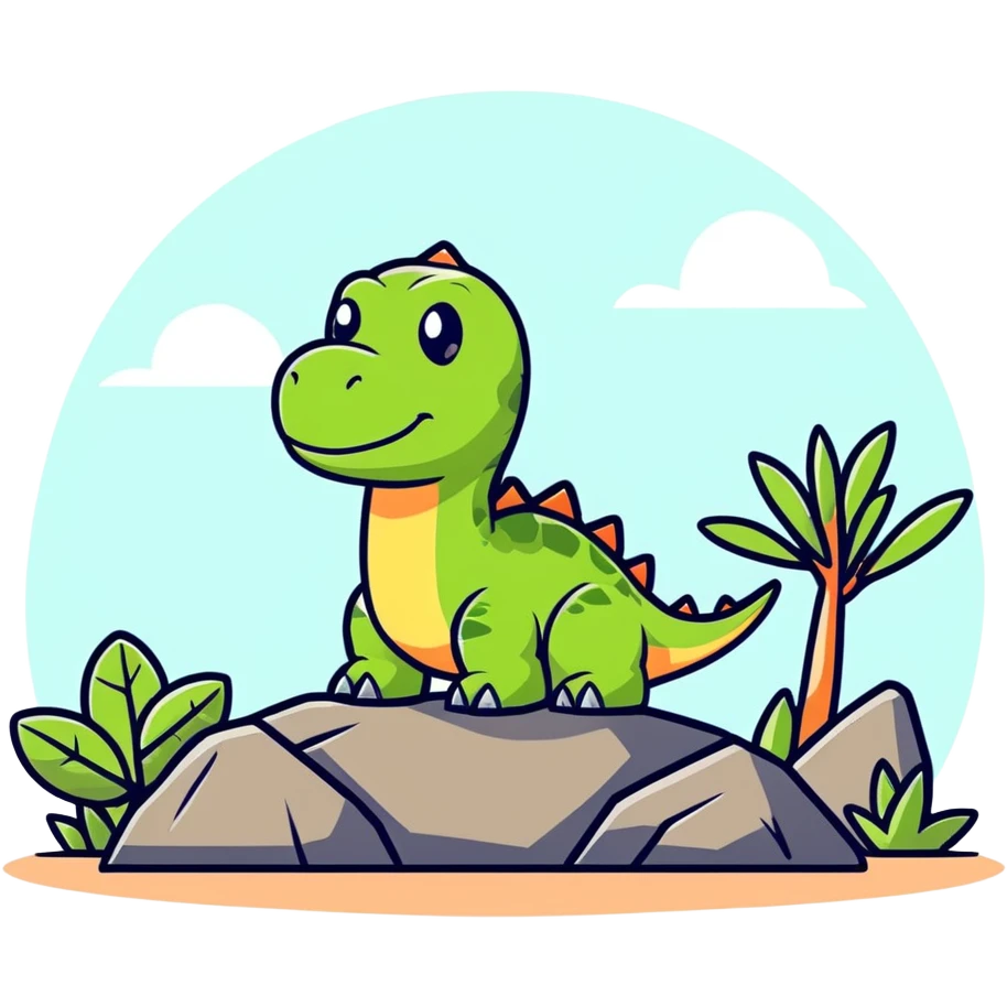 Dinosaur on a rock emoji